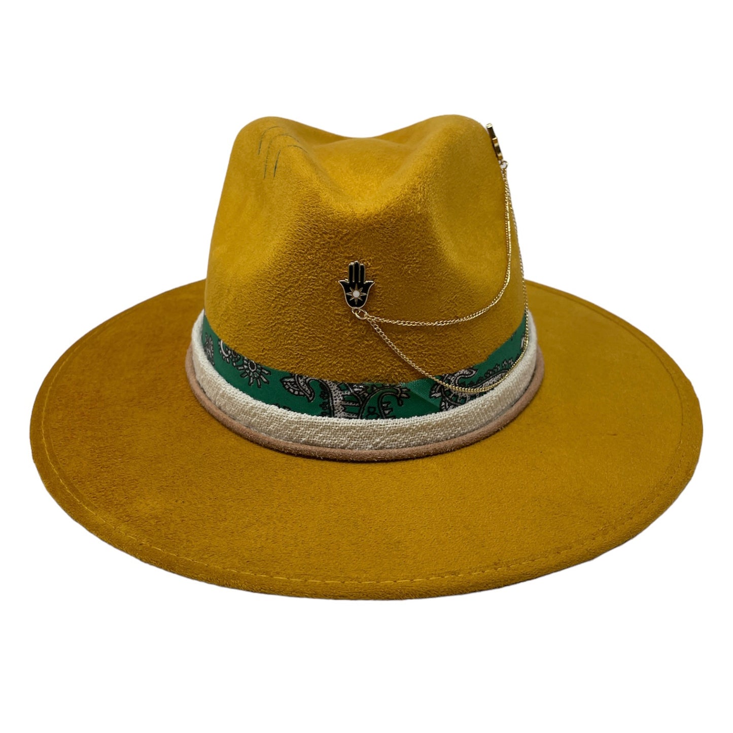 Hat with pin mostaza