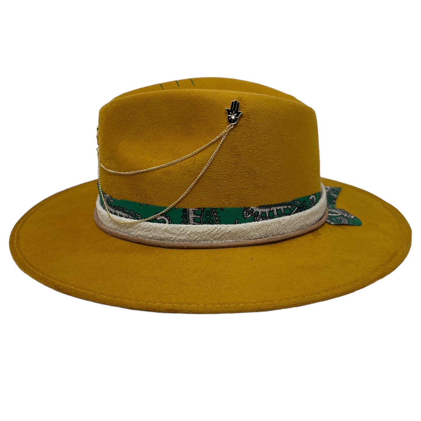 Hat with pin mostaza